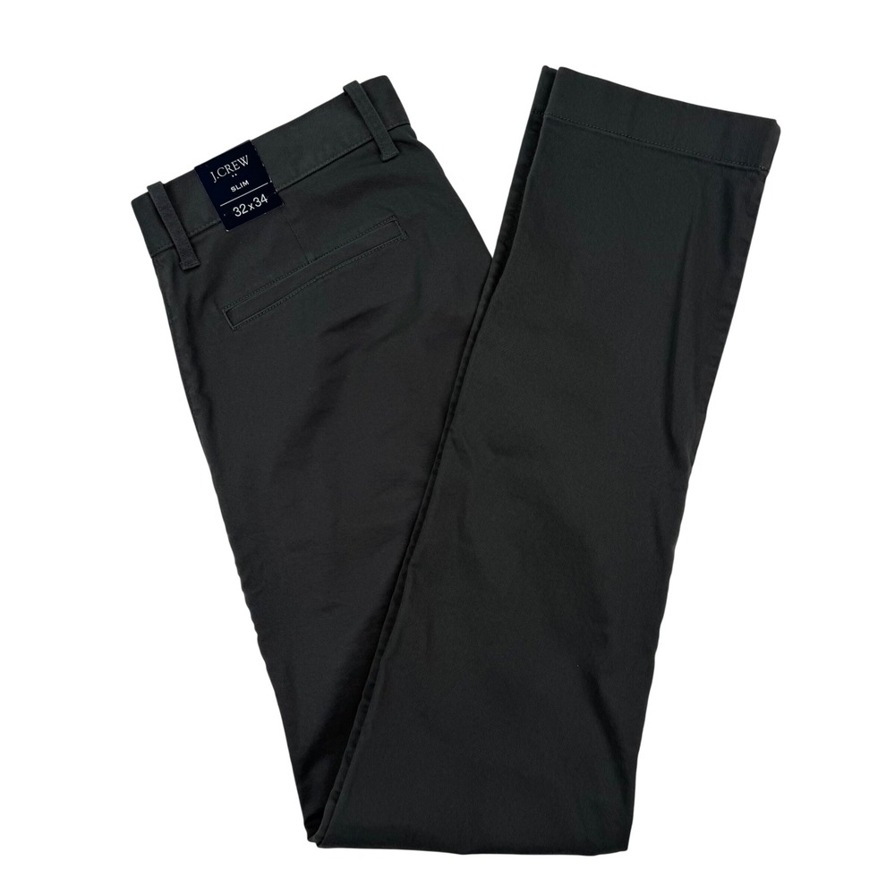 J.Crew Mens Flex Slim Chino Pants 32x34 Dark Gray Charcoal New